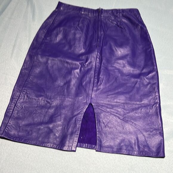 Vintage Firenze Santa Barbara genuine leather skirt Size 6 C26 - Picture 4 of 7